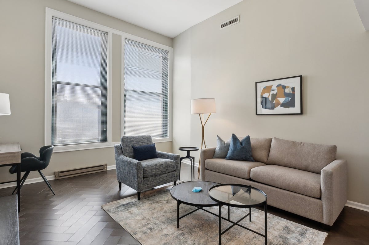 Living room and workspace