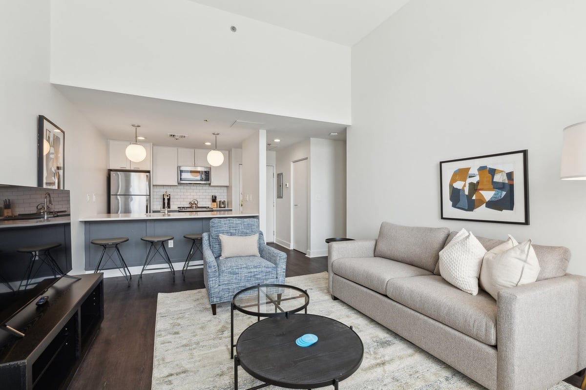 Living room and kitchen