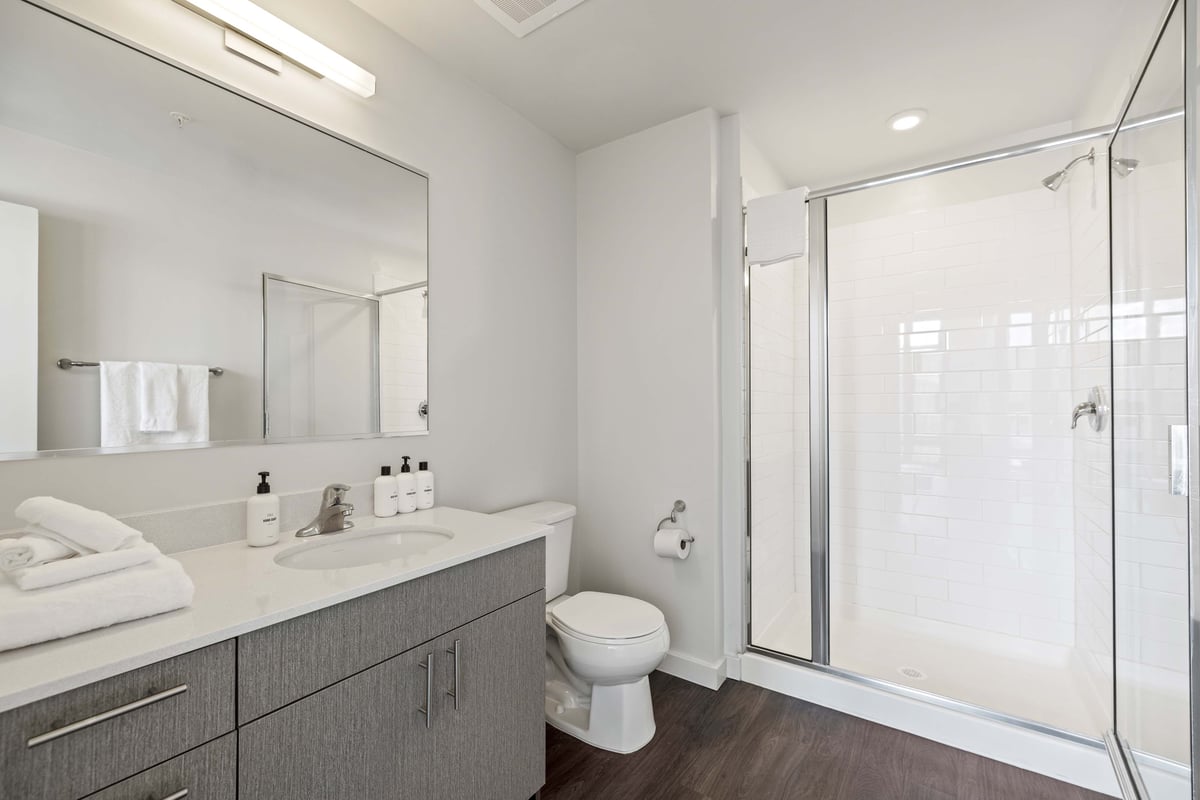 Large bathroom with walk in shower