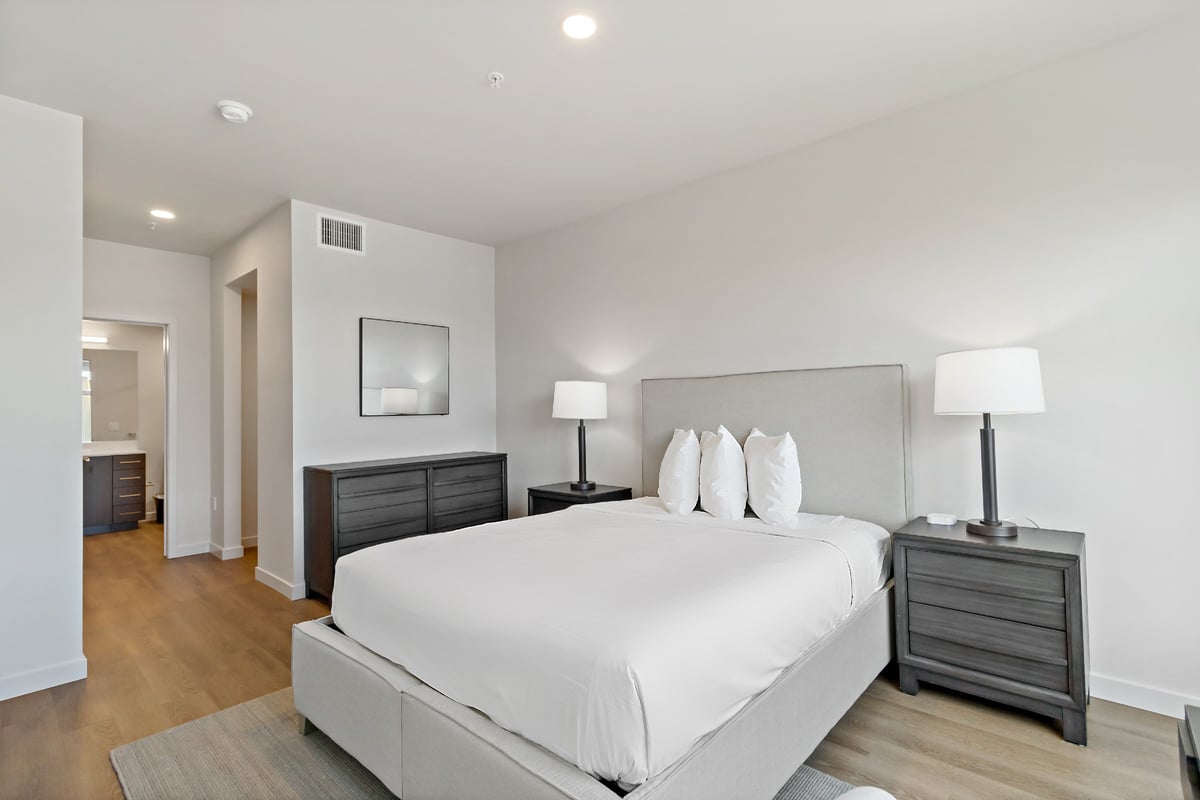 Bedroom with queen bed.